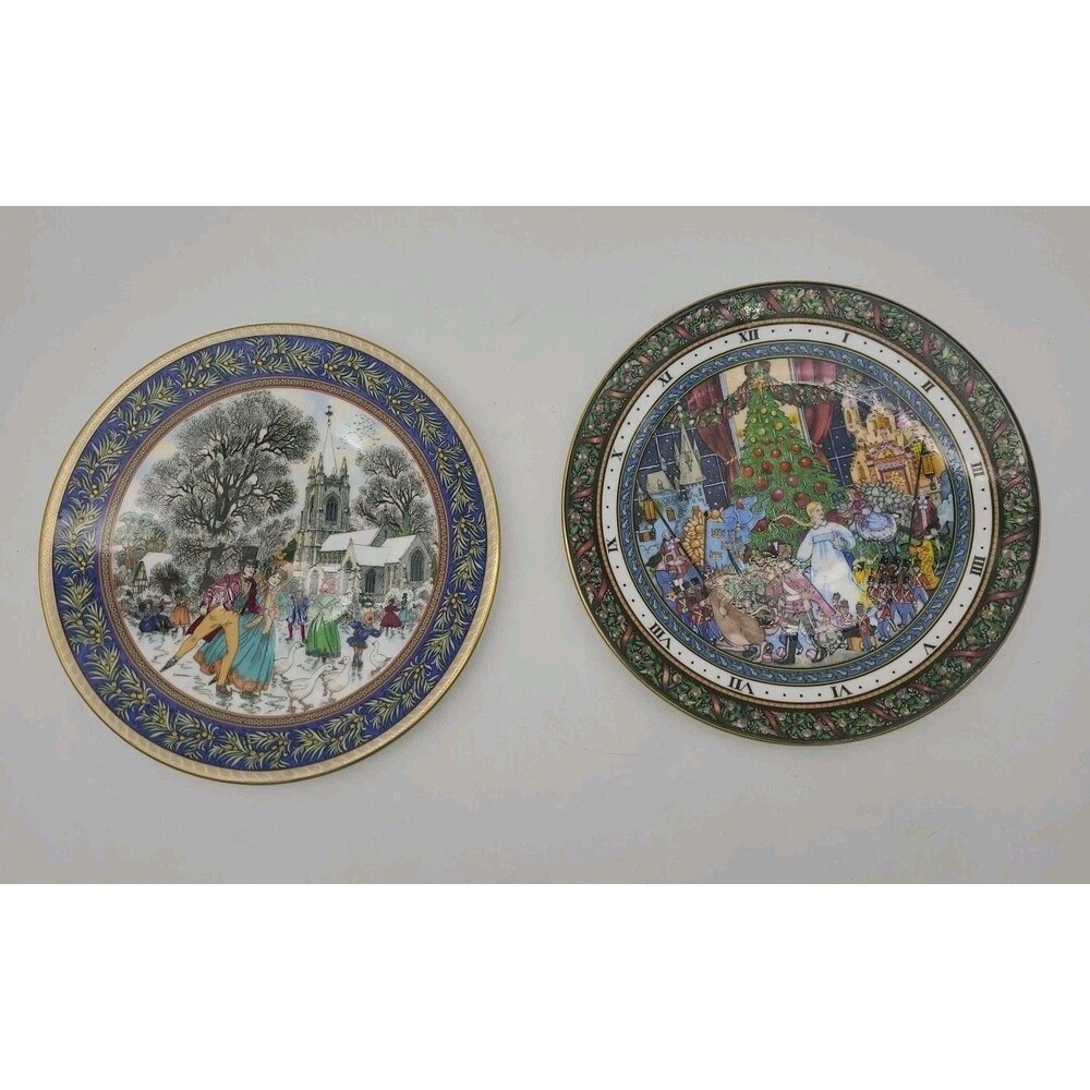Set 2 Royal Worcester Christmas Plates Nutcracker Boxing Day 8" Vintage